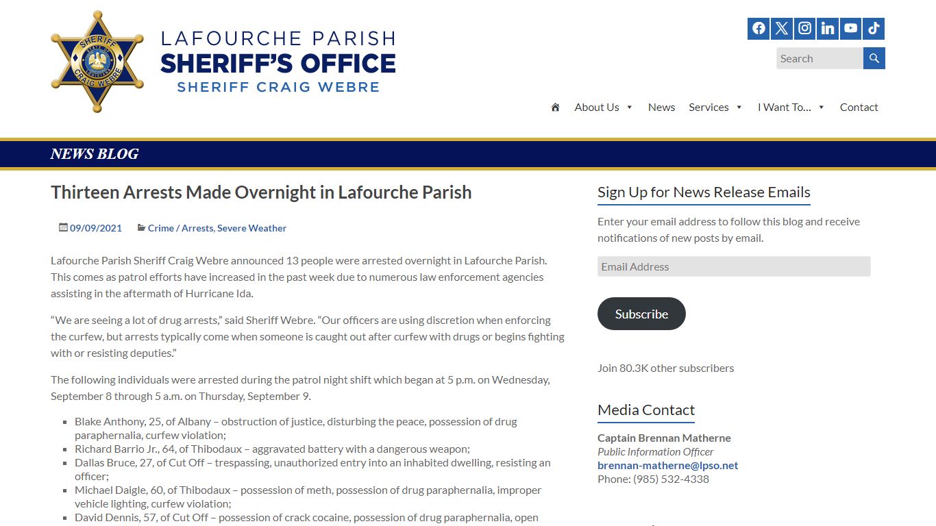 Thirteen Arrests Made Overnight in Lafourche Parish